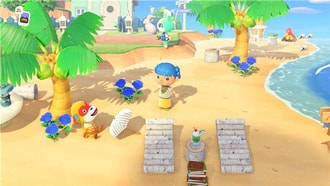 Player comes across monkey tourist on the sunny beach.